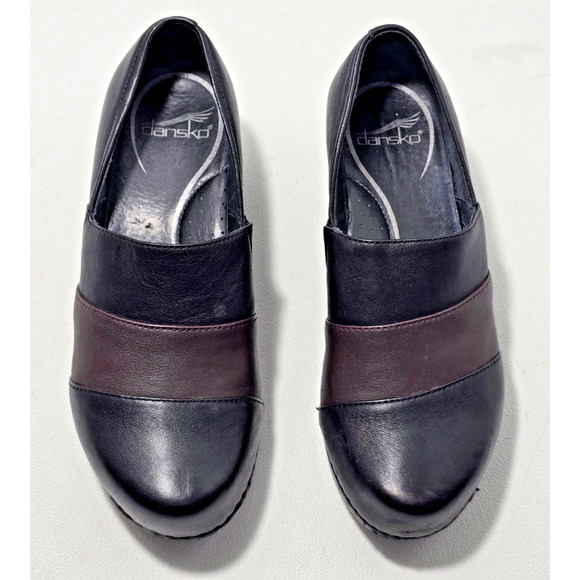 Dansko Tenley Clogs Womens US 6.5- 7 EU 37 Black/Brown Slip On Leather Shoes - Picture 4 of 12